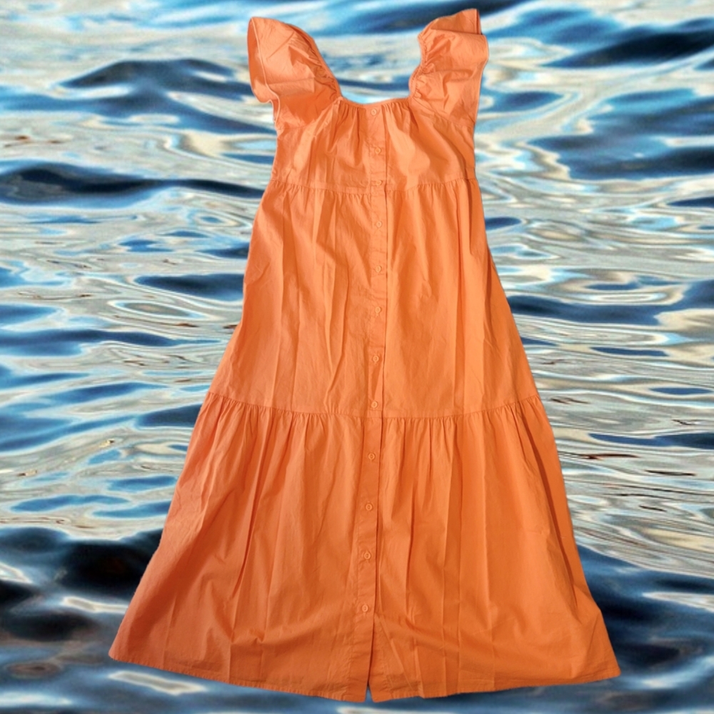Amandi Orange Cotton Tier Summer Tent Dress Size XS